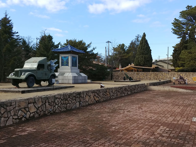 US Army vehicle on display outside at the 2nd Infantry Division Museum.